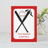 Baseball gekreuzte Fledermäuse und Kappe schwarz, Einladung (Stehend Vorderseite)