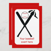 Baseball gekreuzte Fledermäuse und Kappe schwarz,  Einladung (Vorne/Hinten)