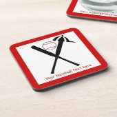 Baseball gekreuzte Fledermäuse und Kappe schwarz,  Getränkeuntersetzer (Linke Seite)