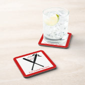 Baseball gekreuzte Fledermäuse und Kappe schwarz,  Getränkeuntersetzer (Rechte Seite)