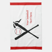 Baseball gekreuzte Fledermäuse und Kappe schwarz, Handtuch (Vertikal)