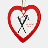 Baseball gekreuzte Fledermäuse und Kappe schwarz,  Keramikornament (Links)