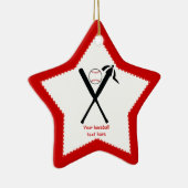 Baseball gekreuzte Fledermäuse und Kappe schwarz,  Keramikornament (Rechts)