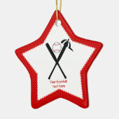 Baseball gekreuzte Fledermäuse und Kappe schwarz,  Keramikornament (Links)