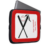 Baseball gekreuzte Fledermäuse und Kappe schwarz, Laptopschutzhülle (Vorne Rechts)