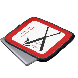 Baseball gekreuzte Fledermäuse und Kappe schwarz, Laptopschutzhülle