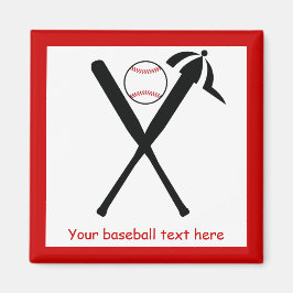 Baseball gekreuzte Fledermäuse und Kappe schwarz, Magnet