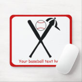 Baseball gekreuzte Fledermäuse und Kappe schwarz,  Mousepad (Mit Mouse)