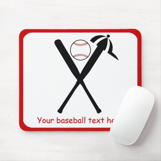 Baseball gekreuzte Fledermäuse und Kappe schwarz,  Mousepad (Mit Mouse)