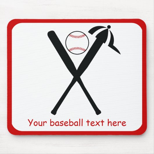 Baseball gekreuzte Fledermäuse und Kappe schwarz,  Mousepad (Vorne)