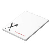 Baseball gekreuzte Fledermäuse und Kappe schwarz,  Notizblock (Rotiert)