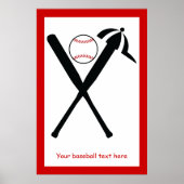 Baseball gekreuzte Fledermäuse und Kappe schwarz, Poster (Vorne)