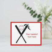 Baseball gekreuzte Fledermäuse und Kappe schwarz, Postkarte (Stehend Vorderseite)