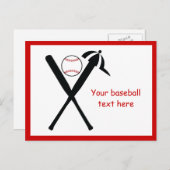 Baseball gekreuzte Fledermäuse und Kappe schwarz,  Postkarte (Vorne/Hinten)