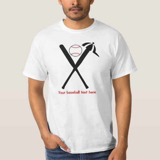 Baseball gekreuzte Fledermäuse und Kappe schwarz, T-Shirt (Vorderseite)