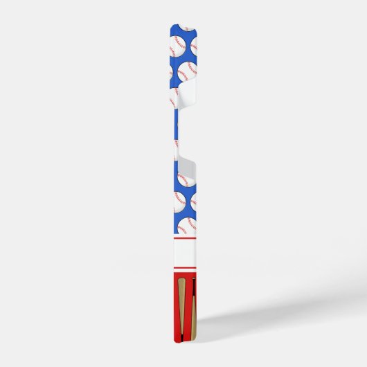 Baseball gemusterter individuelle Name rot iPhone Hülle (Linke Seite)