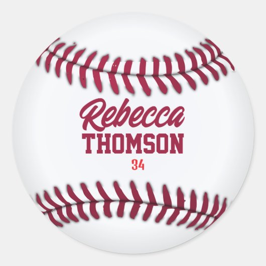 Baseball-Geschenk-Tag für individuelle Spielergesc Runder Aufkleber (Vorderseite)