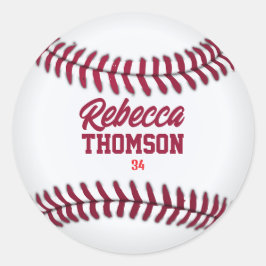 Baseball-Geschenk-Tag für individuelle Spielergesc Runder Aufkleber
