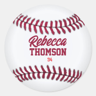Baseball-Geschenk-Tag für individuelle Spielergesc Runder Aufkleber