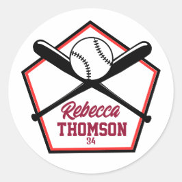 Baseball-Geschenk-Tag für individuelle Spielergesc Runder Aufkleber
