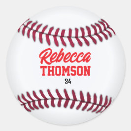 Baseball-Geschenk-Tag für individuelle Spielergesc Runder Aufkleber