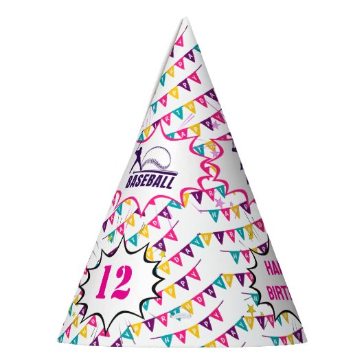 Baseball Girl Player Birthday Partyhütchen (Links)