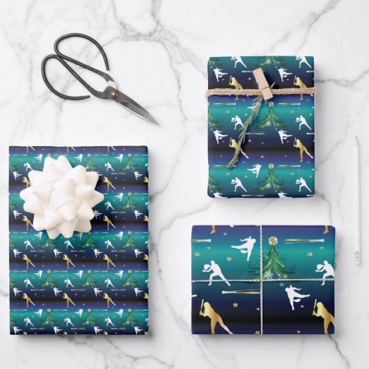 Baseball Girls Softball Weihnachten Geschenkpapier Set (Vorderseite)
