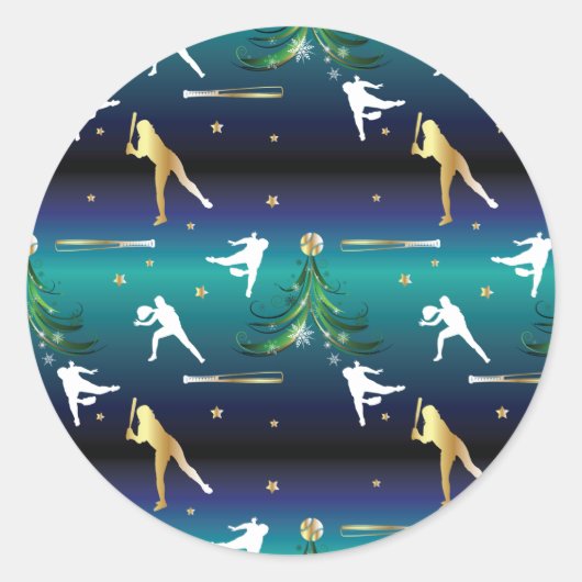 Baseball Girls Softball Weihnachten Runder Aufkleber (Vorderseite)