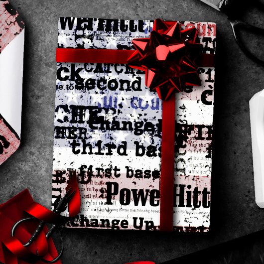 Baseball Glory | Verblasste grunge amerikanische F Geschenkpapier