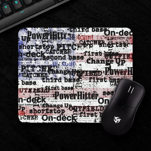 Baseball Glory Verblasste grunge amerikanische F Mousepad