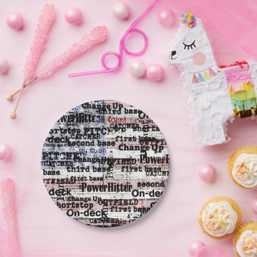 Baseball Glory | Verblasste grunge amerikanische F Pappteller (Party)