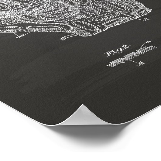 Baseball Glove 1924 Patentart - Chalkboard Poster (Ecke)