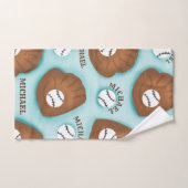 Baseball Glove Ball & Boy Name Muster Sport Thema Badhandtuch Set (Handtuch)