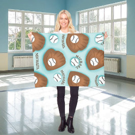 Baseball Glove Ball & Boy Name Muster Sport Thema Fleecedecke