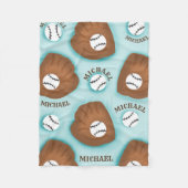 Baseball Glove Ball & Boy Name Muster Sport Thema Fleecedecke (Vorderseite)