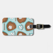 Baseball Glove Ball & Boy Name Muster Sport Thema Gepäckanhänger (Vorderseite horizontal)