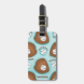 Baseball Glove Ball & Boy Name Muster Sport Thema Gepäckanhänger (Vorderseite vertikal)