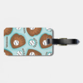 Baseball Glove Ball & Boy Name Muster Sport Thema Gepäckanhänger (Rückseite horizontal)