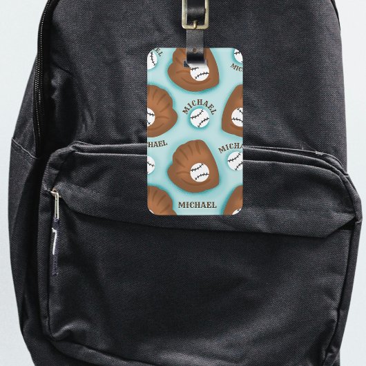 Baseball Glove Ball & Boy Name Muster Sport Thema Gepäckanhänger