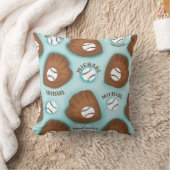 Baseball Glove Ball & Boy Name Muster Sport Thema Kissen (Decke)