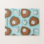 Baseball Glove Ball & Boy Name Muster Sport Thema Puzzle (Horizontal)