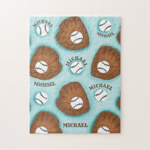 Baseball Glove Ball & Boy Name Muster Sport Thema Puzzle