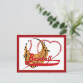 Baseball Glove & Baseball Heart Postkarte (Stehend Vorderseite)