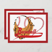 Baseball Glove & Baseball Heart Postkarte (Vorne/Hinten)