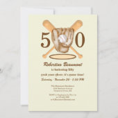 Baseball Glove Bats Themed Men's 50th Birthday Einladung (Vorderseite)