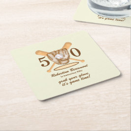 Baseball Glove Bats Themed Men's 50th Birthday Rechteckiger Pappuntersetzer