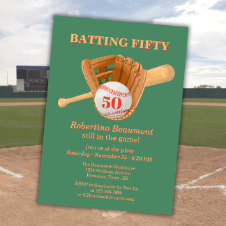 Baseball Glove Batting Fifty Men's 50th Birthday Einladung