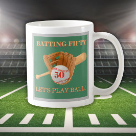 Baseball Glove Batting Fifty Men's 50th Birthday Kaffeetasse