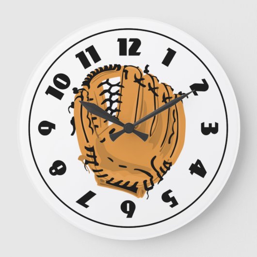 Baseball Glove Clock Große Wanduhr (Vorderseite)