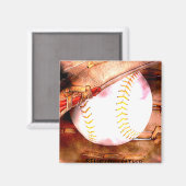 Baseball & Glove Grunge Style Magnet (Vorderseite/Rückseite)